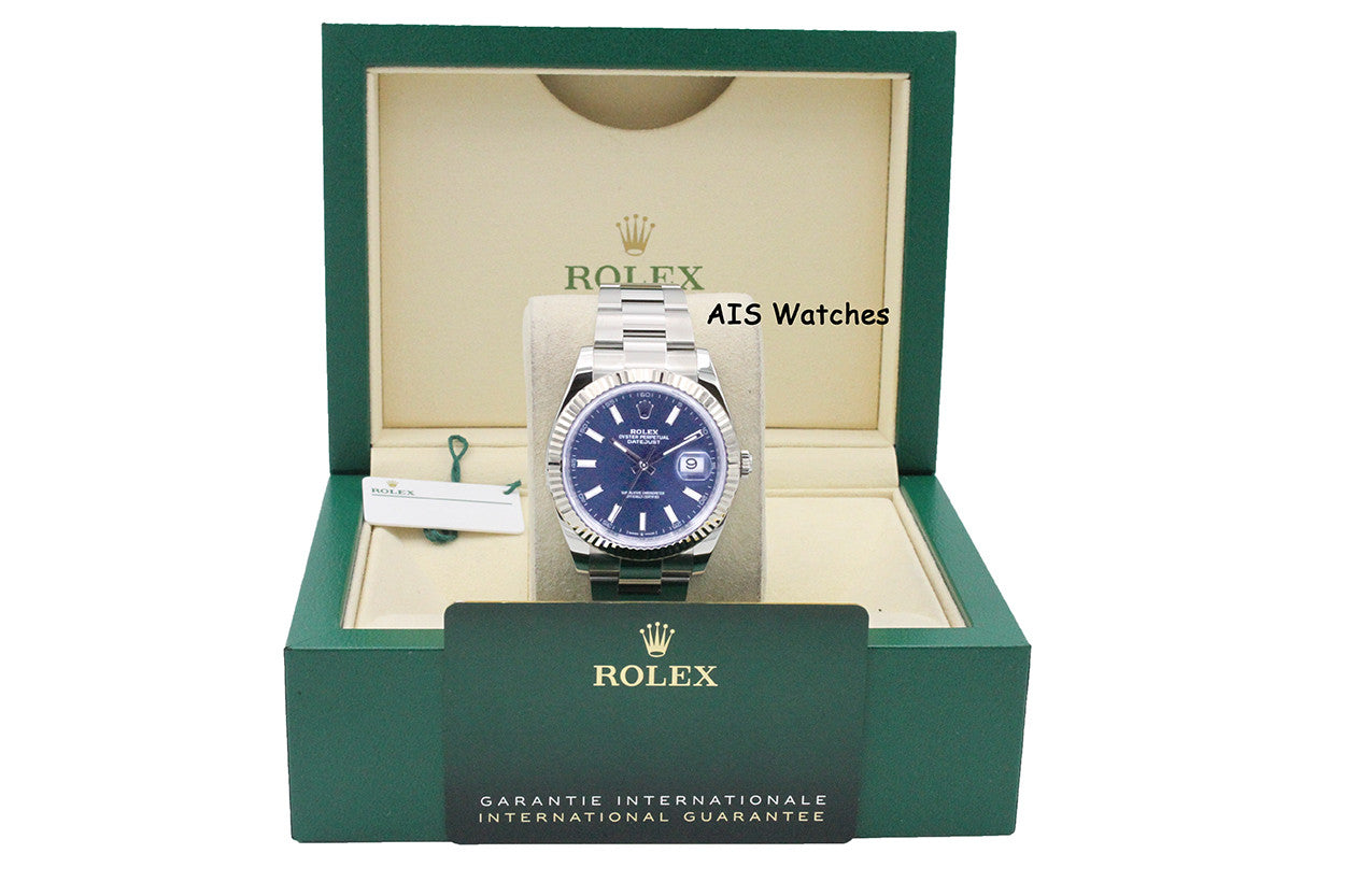 Rolex Datejust 41MM 126334 Blue Stick Dial Oyster Box & Papers