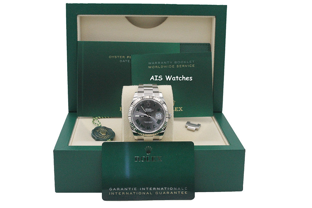 BNIB Rolex Datejust 41MM 126334 Wimbledon Slate Roman Dial Oyster Box & Papers
