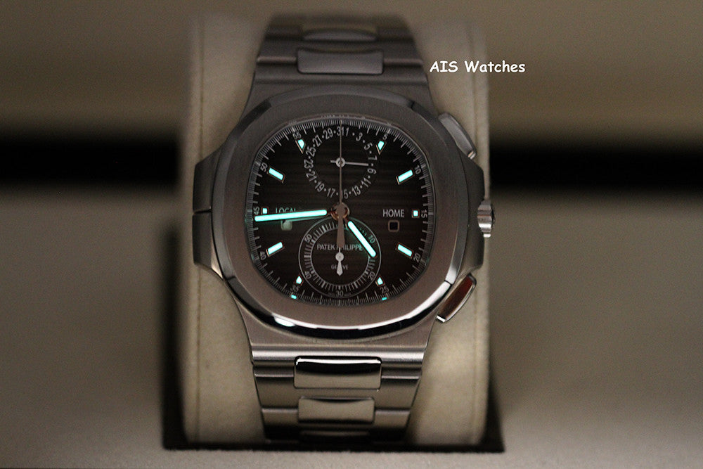 Patek Philippe Nautilus 5990/1A Chronograph Travel Time Grey Dial Box & Paper