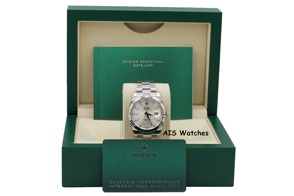 BNIB Rolex Datejust 41MM 126334 Silver Stick Dial Oyster Box & Papers