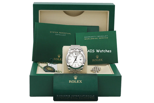 BNIB Rolex Datejust 41MM 126300 White Stick Dial Jubilee Bracelet B&P