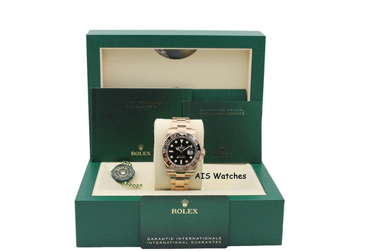 Rolex 126715 CHNR GMT Master II 18K Rose Gold RootBeer Ceramic 2023 Box & Papers