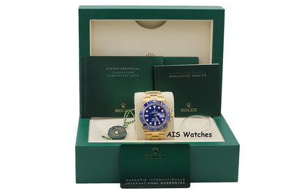 BNIB Rolex Submariner Ceramic 126618LB 41MM 18K Yellow Gold Sunburst Blue Dial Box & Papers