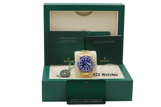 BNIB Rolex Submariner Ceramic 126618LB 41MM 18K Yellow Gold Sunburst Blue Dial Box & Papers
