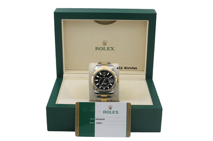Rolex 326933 Sky-Dweller 18K Yellow Gold / SS Oyster Black Dial BP