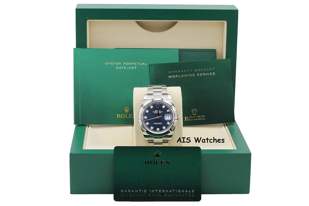 BNIB Rolex Datejust 41MM 126334 Blue Diamond Dial Oyster Box & Papers