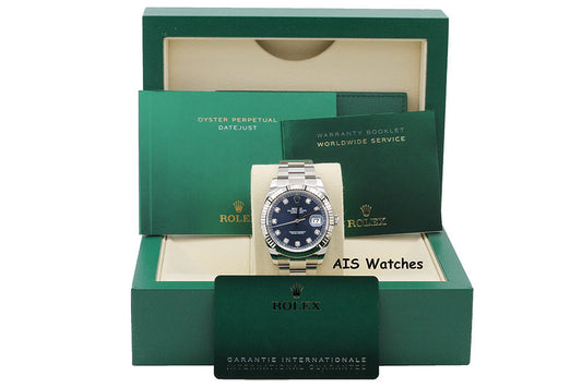 BNIB Rolex Datejust 41MM 126334 Blue Diamond Dial Oyster Box & Papers