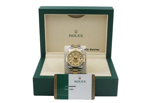 Rolex 326933 Sky-Dweller 18K Yellow Gold / SS Oyster Champagne Dial BP