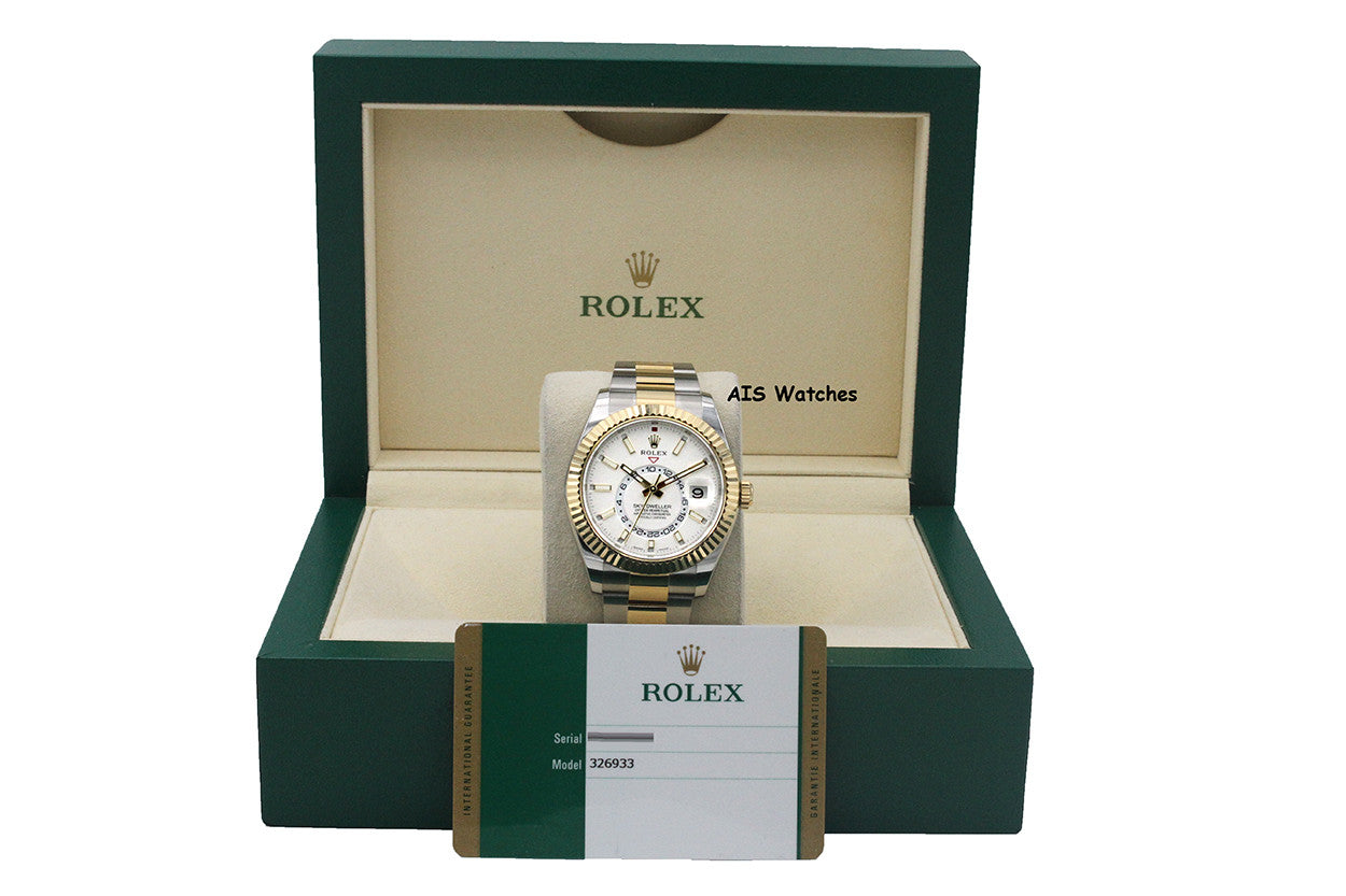 Rolex 326933 Sky-Dweller 18K Yellow Gold / SS Oyster White Dial BP