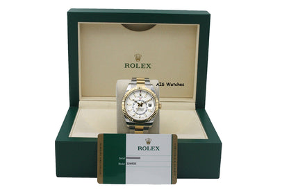 Rolex 326933 Sky-Dweller 18K Yellow Gold / SS Oyster White Dial BP
