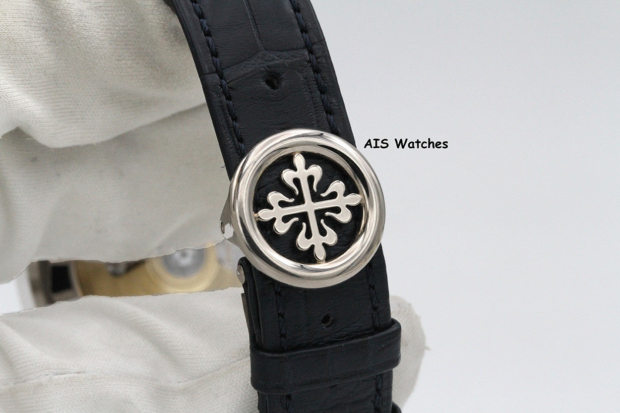 Patek Philippe 5930G World Time Chronograph White Gold Blue Dial Box & Paper