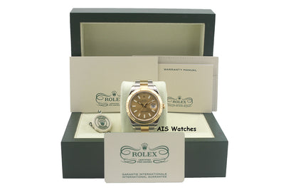 Rolex 116333 DateJust II 18K YG/SS Slate Champagne Stick Dial Oyster Rolex CPO