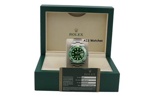 Rolex Submariner 116610LV HULK Green Dial and Ceramic Bezel 2012 Box & Paper