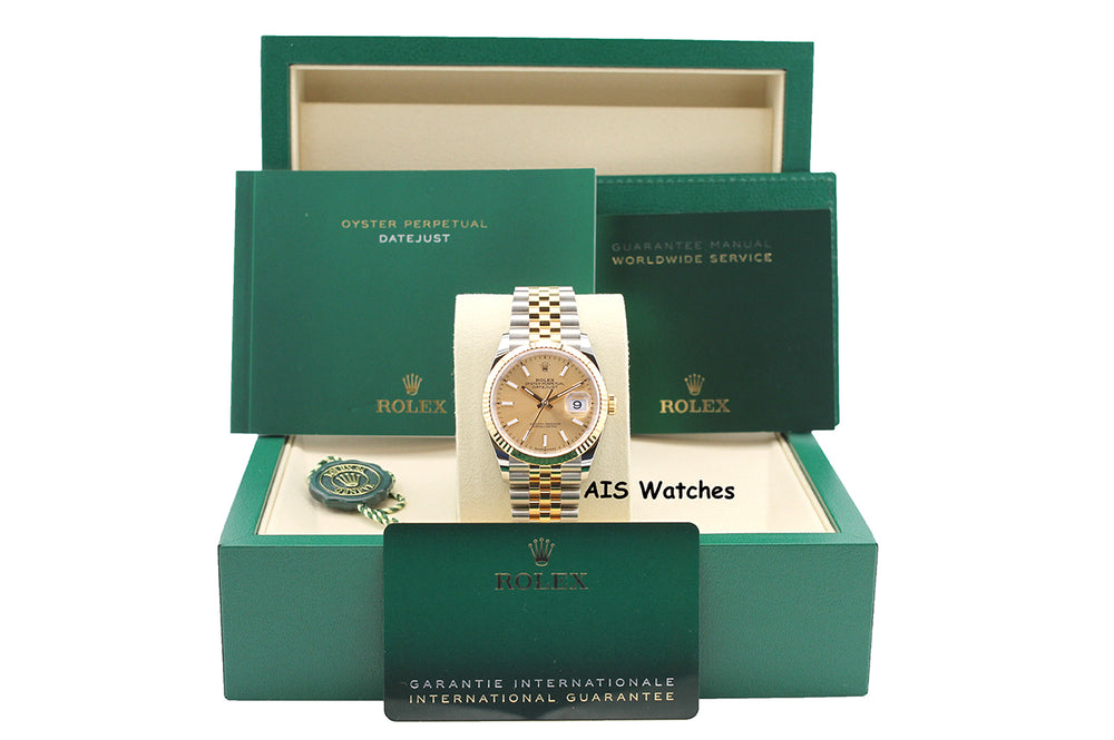 BNIB Rolex 126233 DateJust 36MM 18K YG/SS Champagne Stick Dial Jubilee Bracelet B&P