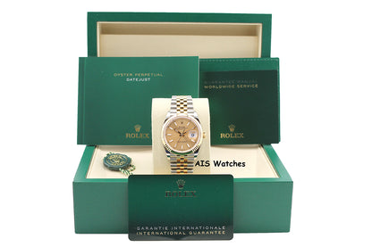 BNIB Rolex 126233 DateJust 36MM 18K YG/SS Champagne Stick Dial Jubilee Bracelet B&P