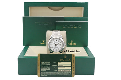 Rolex Datejust II 41MM 116300 White Stick Dial Stainless Steel Box & Papers