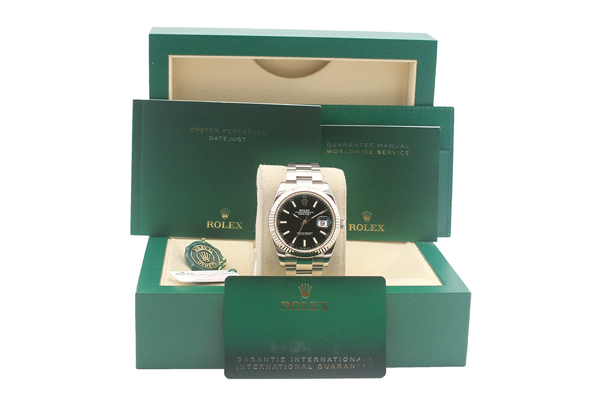 Rolex Datejust 41MM 126334 Black Stick Dial Oyster Box & Papers