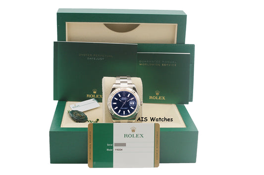 Rolex Datejust II 41MM 116334 Blue Stick Dial Stainless Steel 2017 Box & Papers