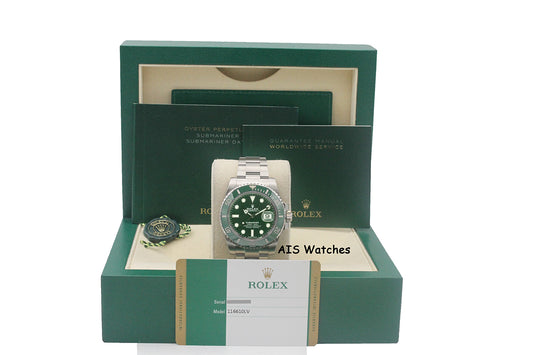 Rolex Submariner 116610LV HULK Green Dial and Ceramic Bezel 2018 Box & Paper