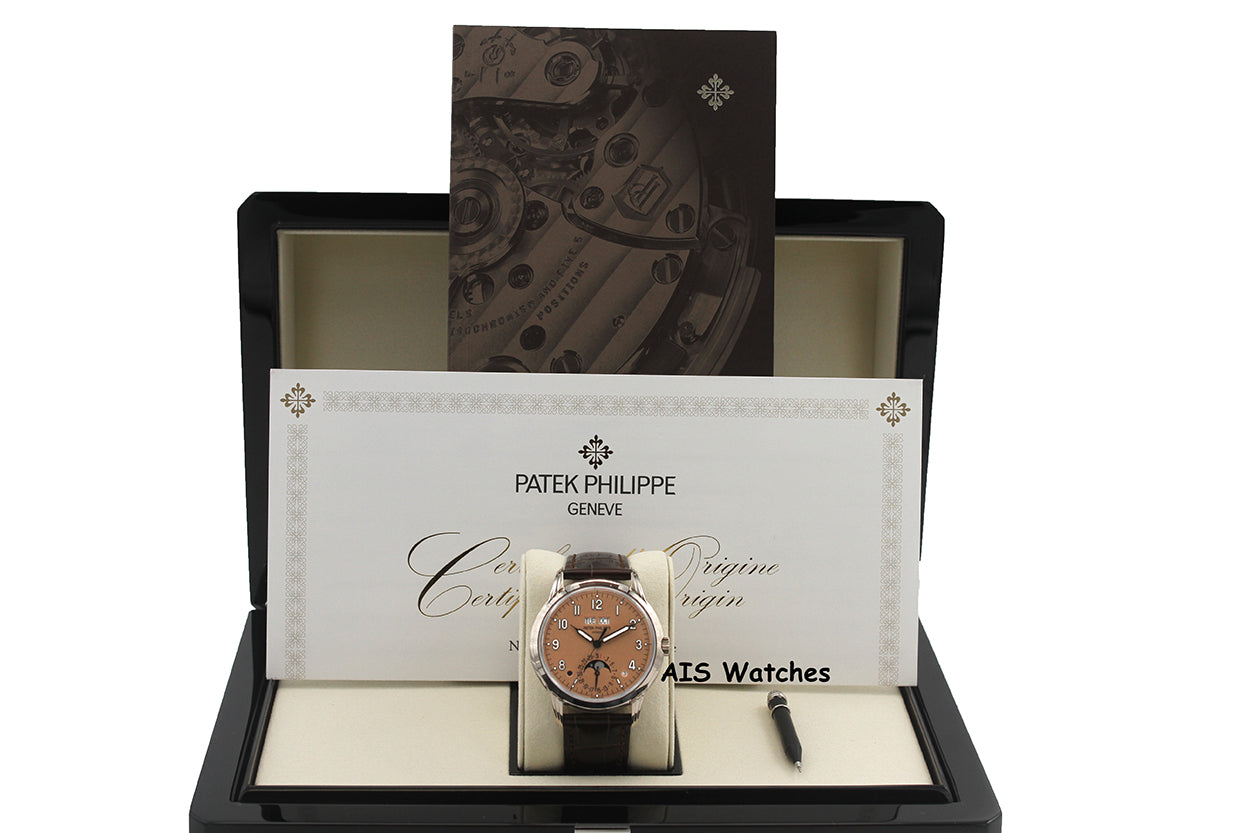 BNIB Patek Philippe Perpetual Calendar 5320G White Gold Rose Dial Box & Papers