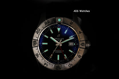 BNIB Breitling Avenger Automatic GMT A32320101B1X1 Black Dial Strap SS 44MM B&P
