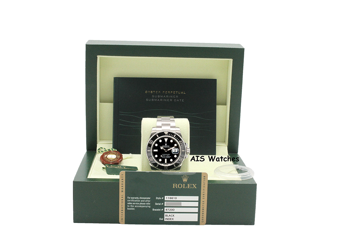 Rolex 116610LN Submariner Date 40MM Black Ceramic Bezel 2013 Box & Papers
