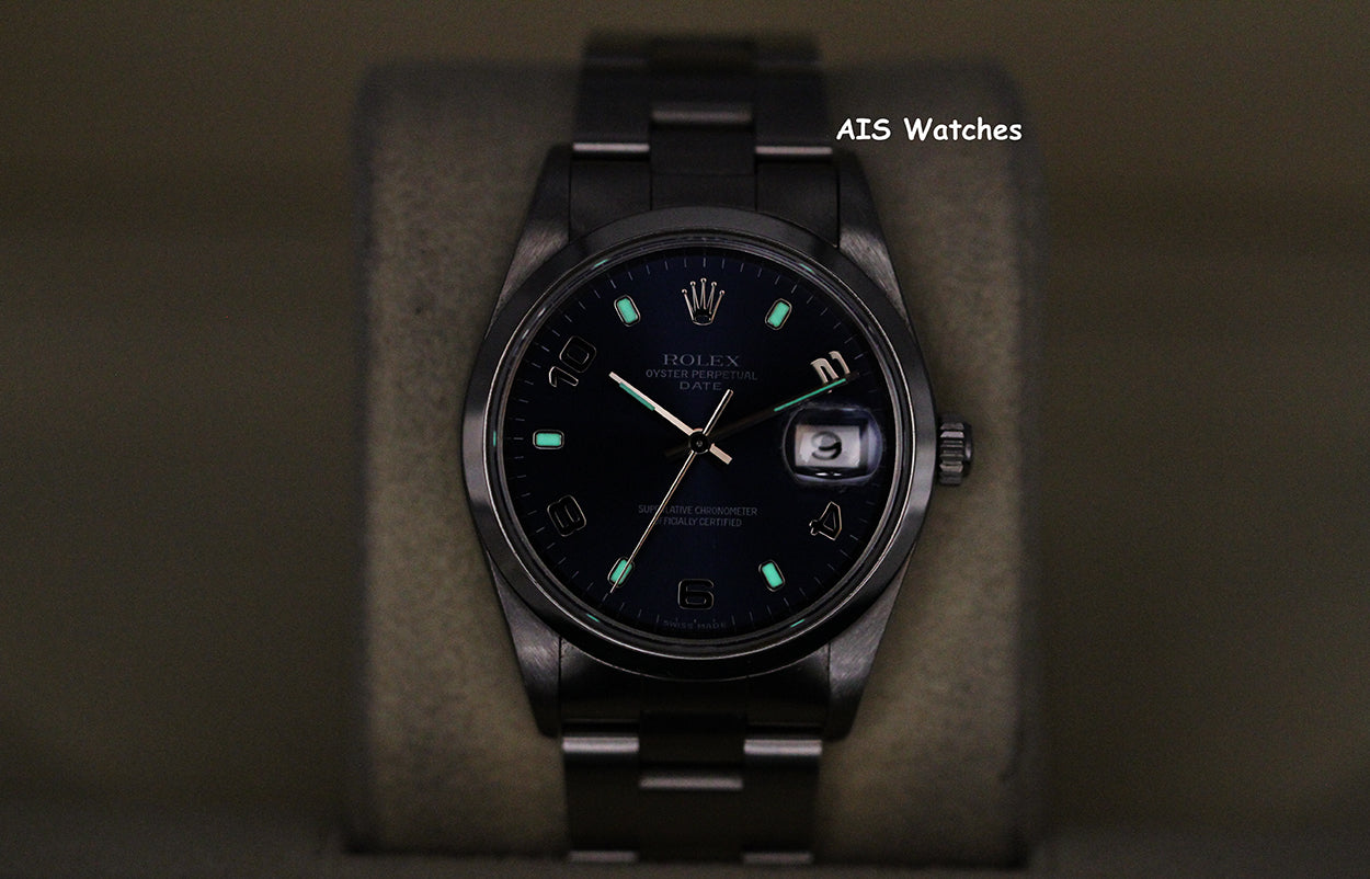 Rolex 15200 Oyster Perpetual 36 MM Arabic Blue Dial Y Serial Box & Papers