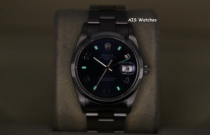 Rolex 15200 Oyster Perpetual 36 MM Arabic Blue Dial Y Serial Box & Papers