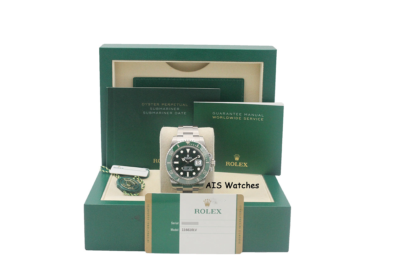 Rolex Submariner 116610LV HULK Green Dial and Ceramic Bezel 2016 Box & Paper