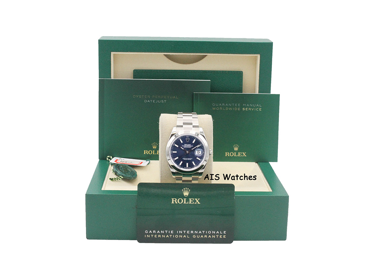 Rolex Datejust 41MM 126300 Blue Stick Dial Oyster Bracelet 2023 B&P