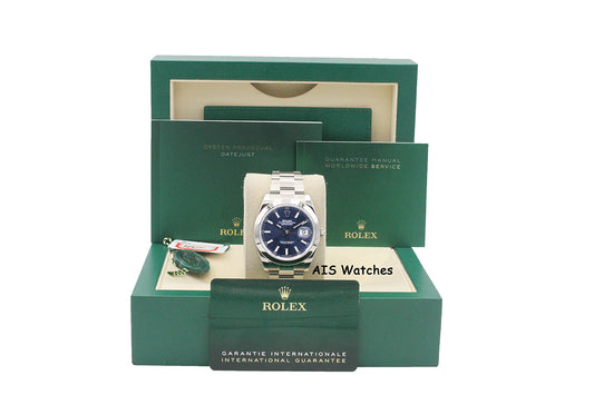 Rolex Datejust 41MM 126300 Blue Stick Dial Oyster Bracelet 2023 B&P