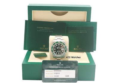 Rolex Submariner 116610LV HULK Green Dial and Ceramic Bezel Box & RSC Card 2022