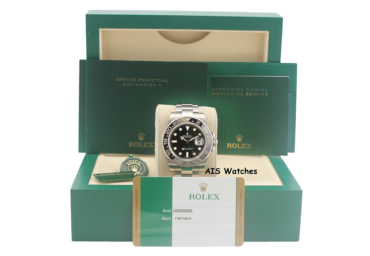 Rolex 116710LN GMT Master II Black Ceramic Insert 2016 Box & Papers