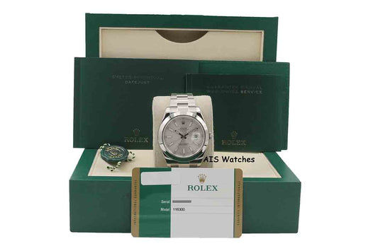 Rolex Datejust II 41MM 116300 Silver Stick Dial Stainless Steel Box & Papers