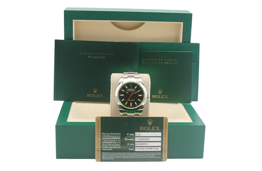 Rolex Milgauss 116400GV Black Dial / Green Crystal 2013 Box & Papers