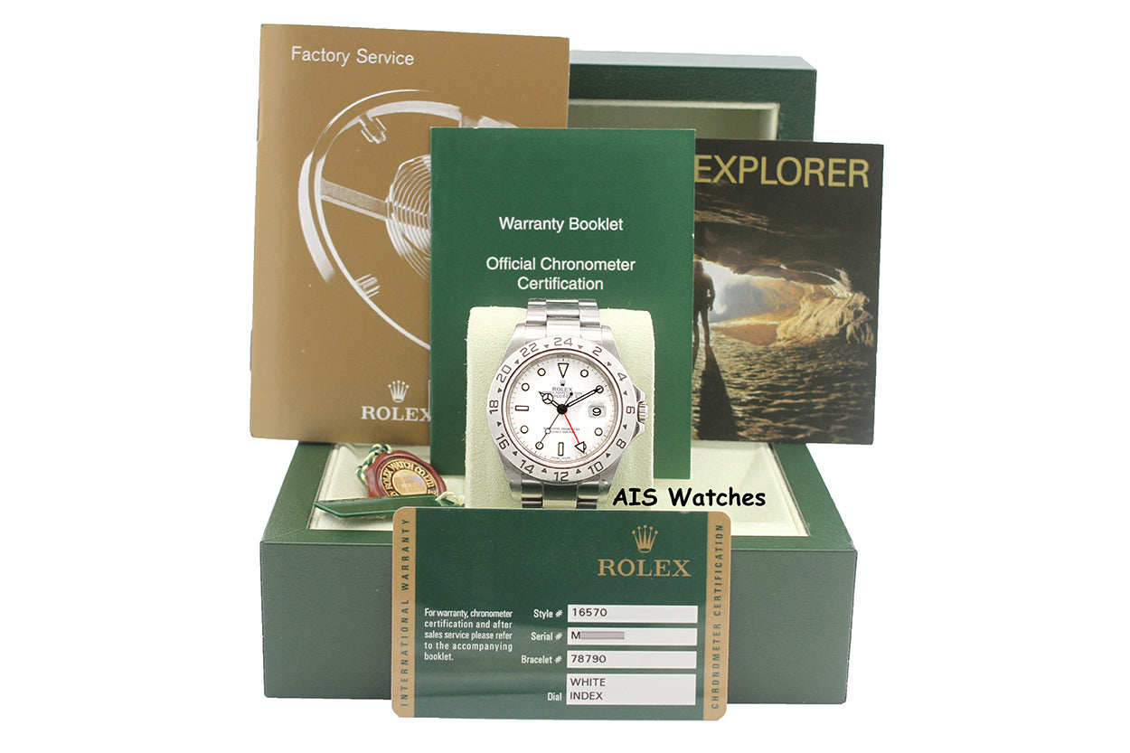 Rolex Explorer II 16570 Polar White Dial 40MM M Serial 3186 Box & Papers