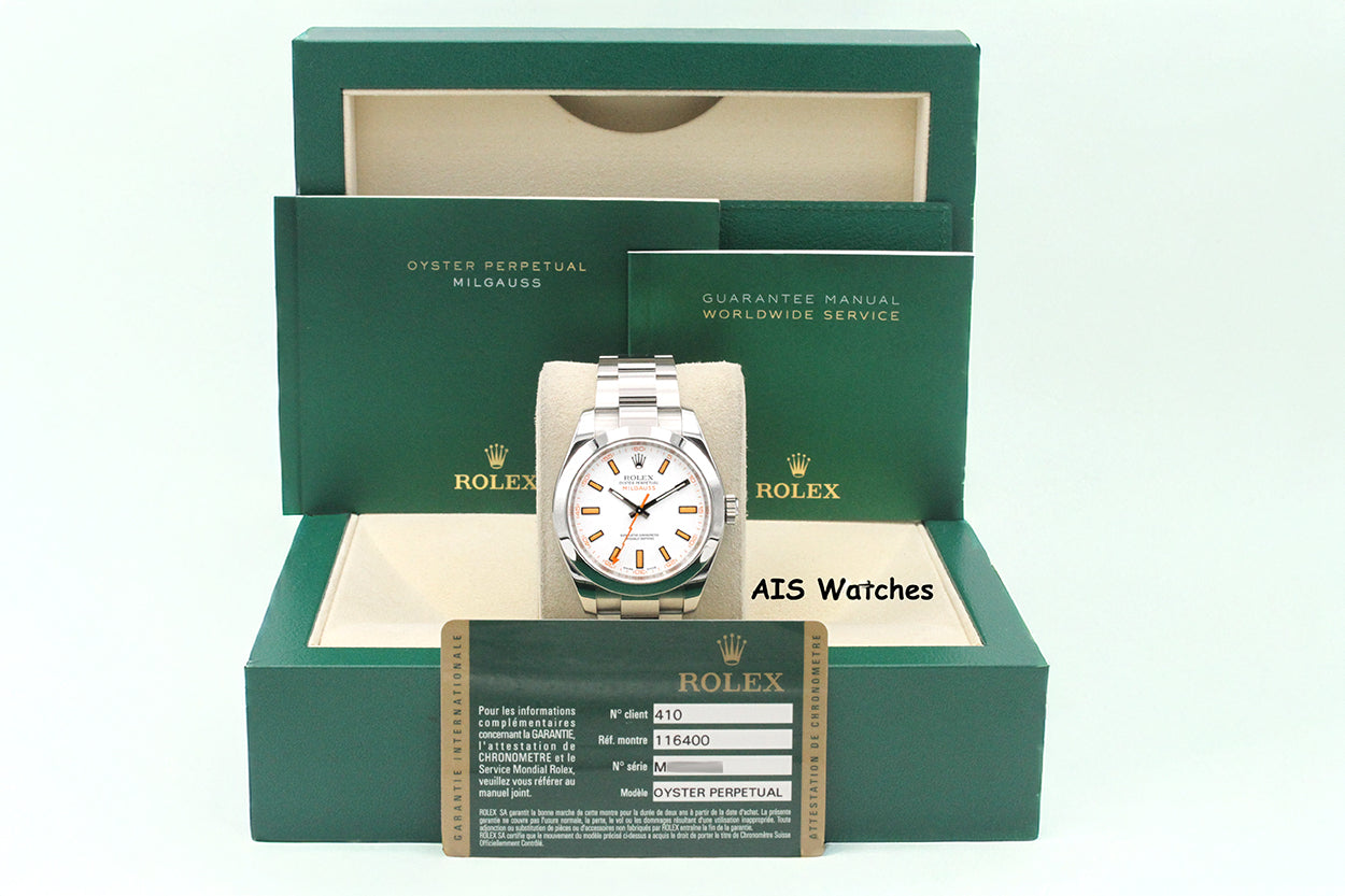 Rolex Milgauss 116400 White Dial M Serial Box & Papers