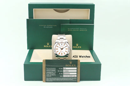 Rolex Milgauss 116400 White Dial M Serial Box & Papers