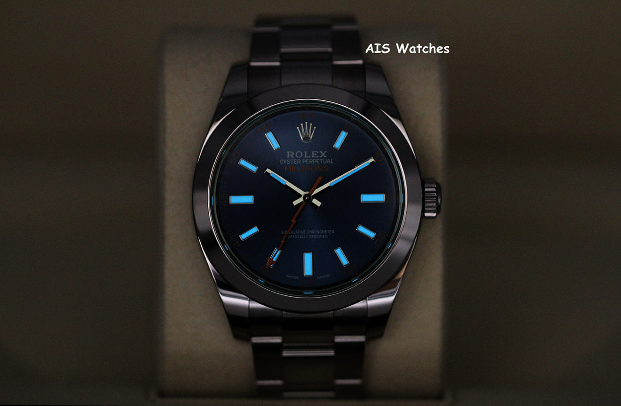Rolex Milgauss Z-BLUE 116400GV Green Crystal Blue Dial 2023 Box & Papers