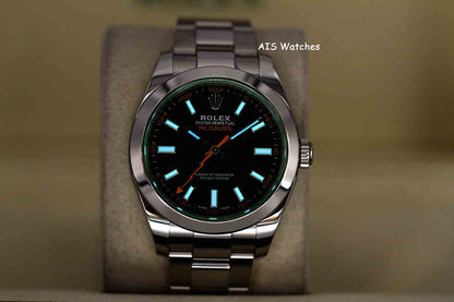 Rolex Milgauss 116400 GV Green Crystal Black Dial 2021 Box & Papers