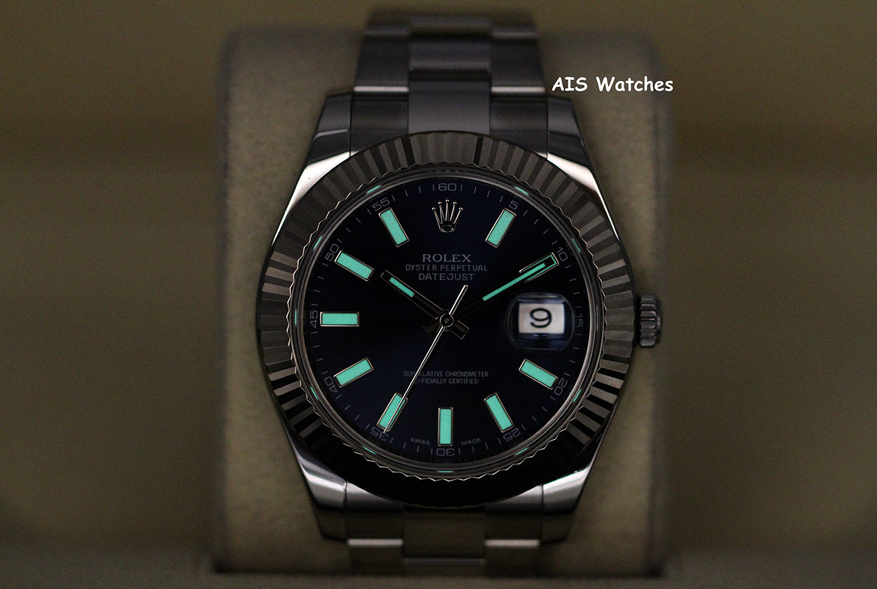 Rolex Datejust II 41MM 116334 Blue Stick Dial Stainless Steel 2017 Box & Papers