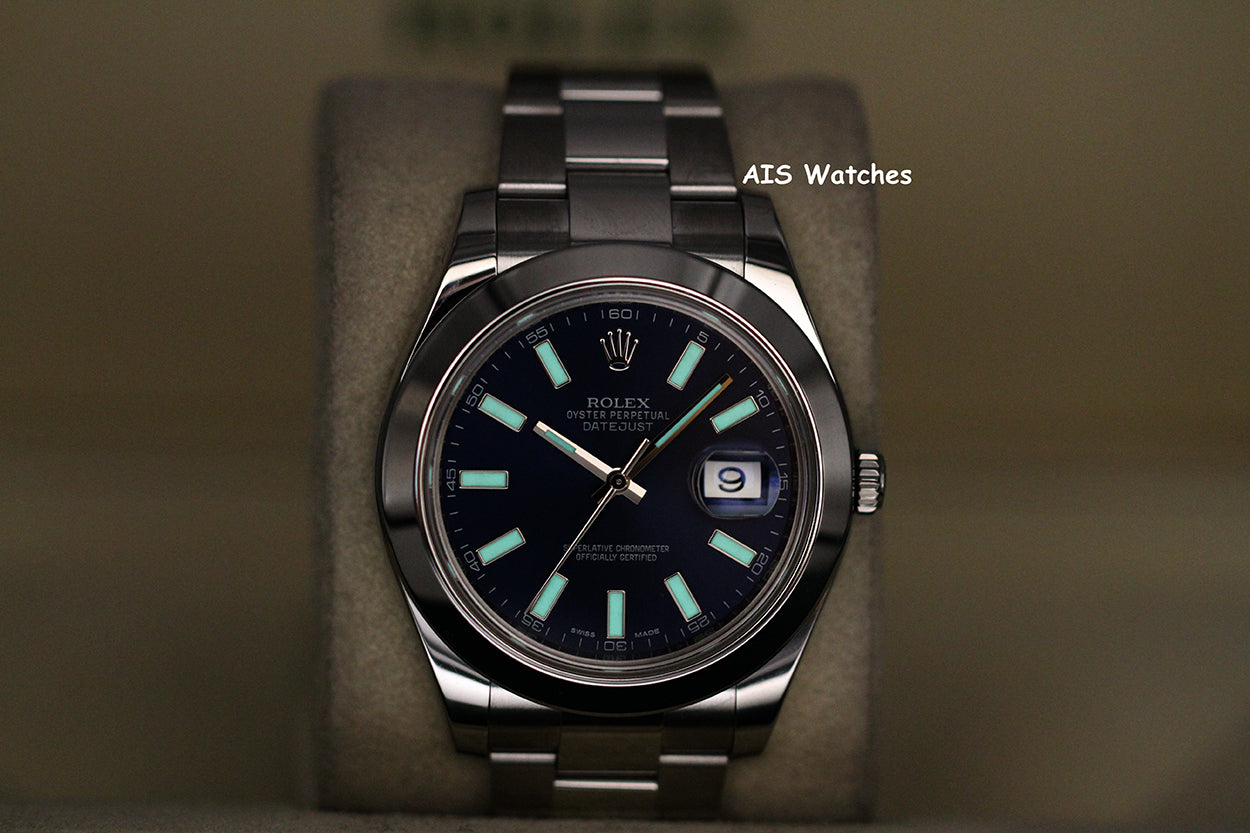 Rolex Datejust II 41MM 116300 Blue Stick Dial Stainless Steel Box & Papers