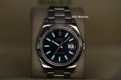 Rolex Datejust II 41MM 116300 Blue Stick Dial Stainless Steel Box & Papers