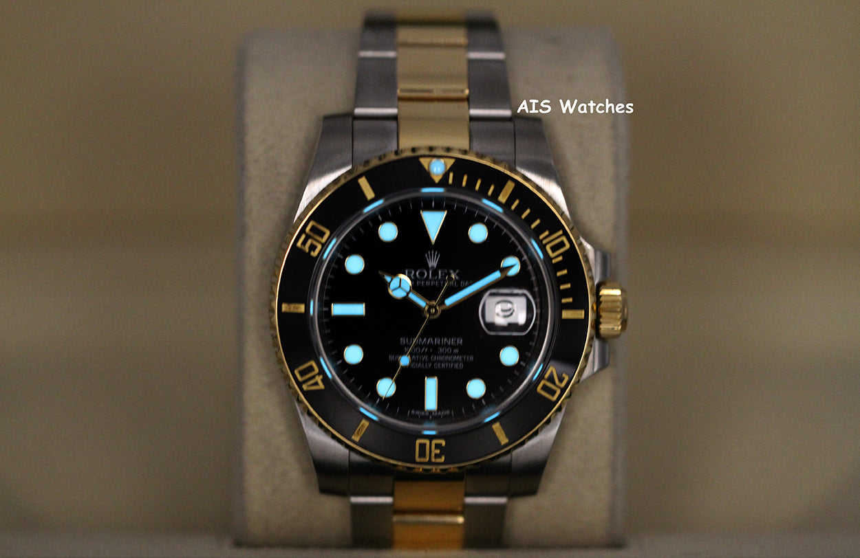 Rolex Submariner 18K YG/SS 116613LN Black Dial Ceramic 40MM 2015 B&P