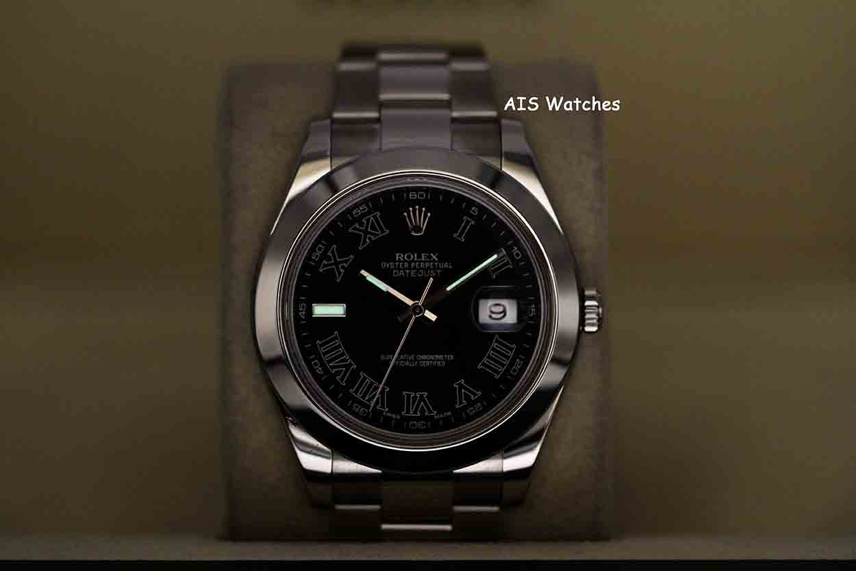 Rolex Datejust II 41MM 116300 Black Roman Dial Stainless Steel Box & Papers