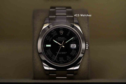 Rolex Datejust II 41MM 116300 Black Roman Dial Stainless Steel Box & Papers