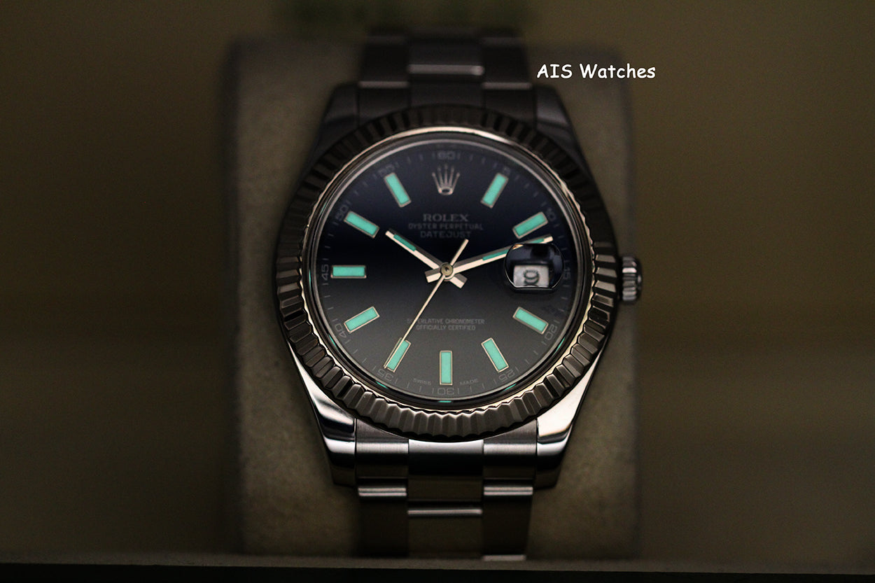 Rolex Datejust II 41MM 116334 Blue Stick Dial Stainless Steel 2015 Box & Papers