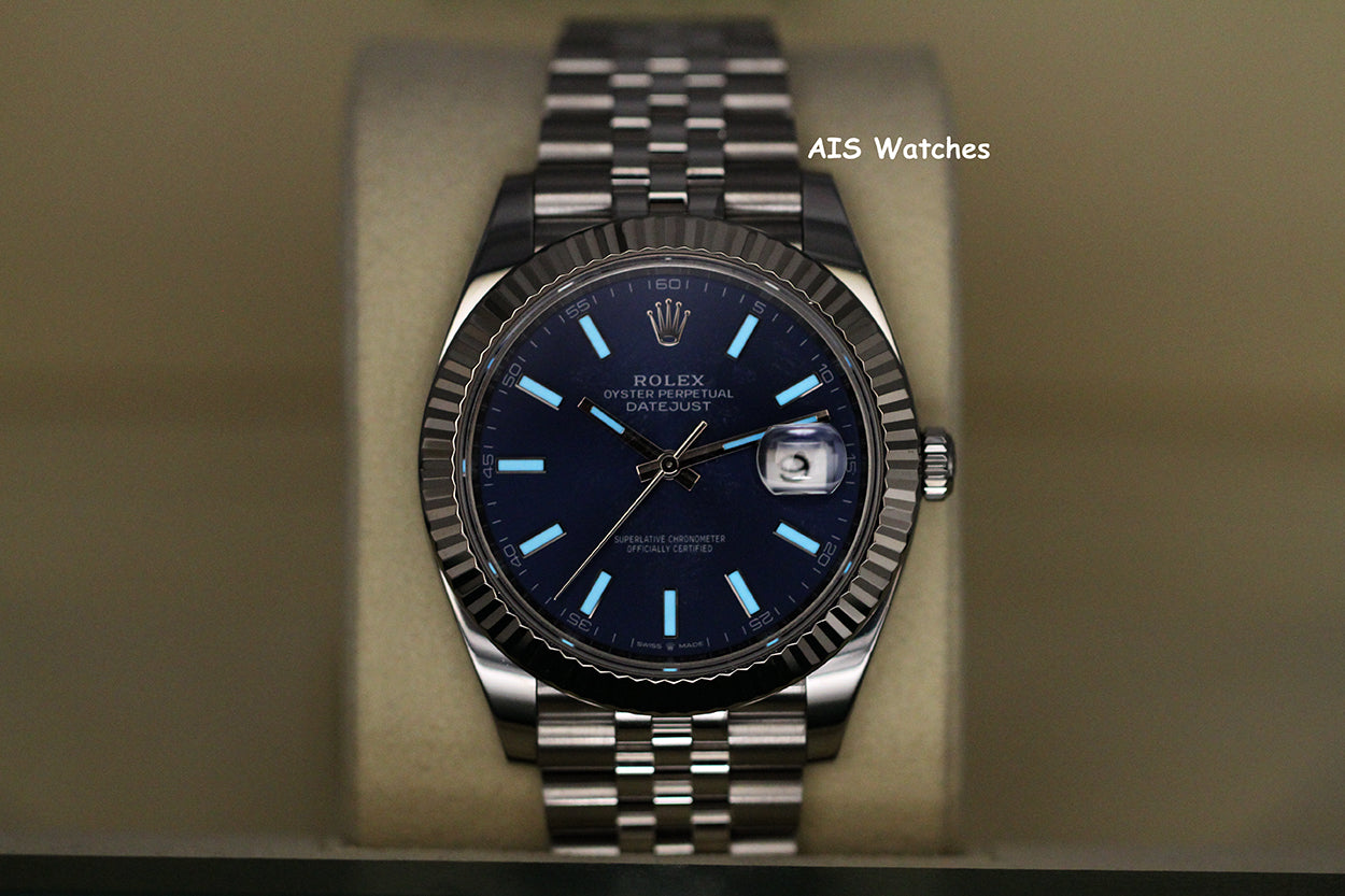 Rolex Datejust 41MM 126334 Blue Stick Dial Jubilee 2020 Box & Papers