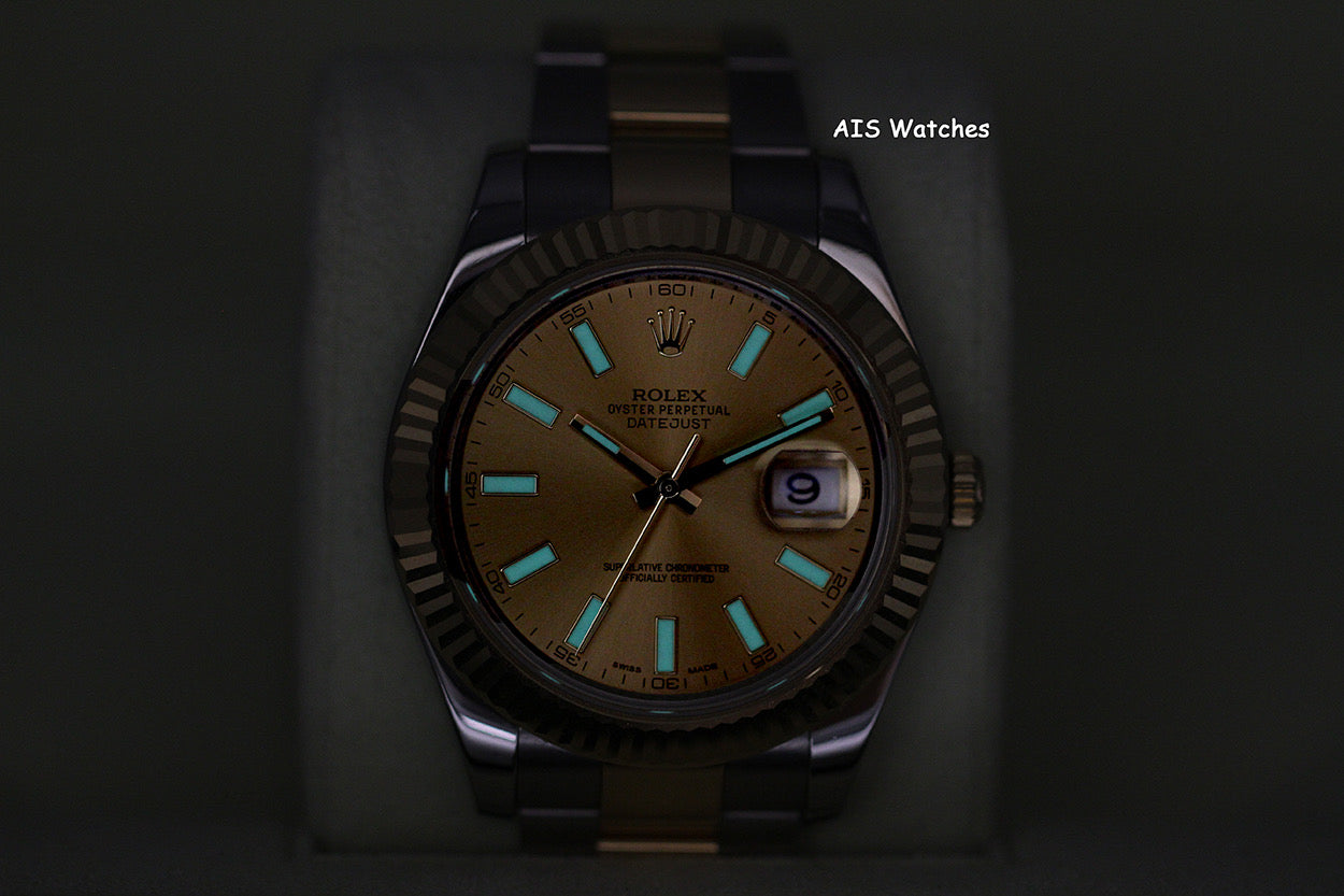 Rolex 116333 DateJust II 18K YG/SS Slate Champagne Stick Dial Oyster Rolex CPO