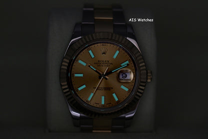 Rolex 116333 DateJust II 18K YG/SS Slate Champagne Stick Dial Oyster Rolex CPO